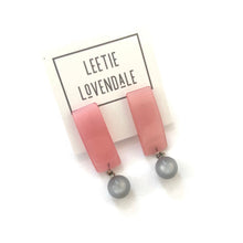 Load image into Gallery viewer, Pink &amp; Grey Moonglow Statement Lucite Drop Earrings