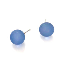 Load image into Gallery viewer, Denim Blue Frosted Lucite Ball Stud Earrings