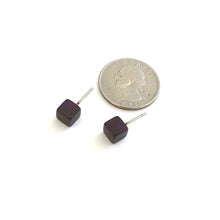 Load image into Gallery viewer, Dark Rootbeer Mini Cube Stud Earrings