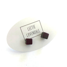Load image into Gallery viewer, Dark Rootbeer Mini Cube Stud Earrings