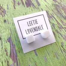 Load image into Gallery viewer, White Midi Cube Stud Earrings