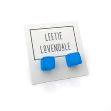 Load image into Gallery viewer, Aqua Blue Midi Cube Stud Earrings