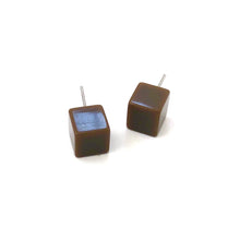Load image into Gallery viewer, Mocha Brown Midi Cube Stud Earrings