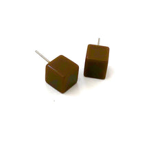 Load image into Gallery viewer, Mocha Brown Midi Cube Stud Earrings