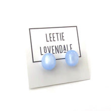 Load image into Gallery viewer, Ice Blue Moonglow Oval Bulb Stud Earrings