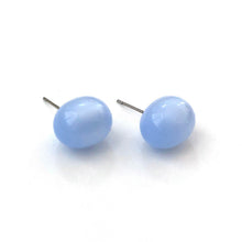 Load image into Gallery viewer, Ice Blue Moonglow Oval Bulb Stud Earrings
