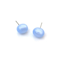Load image into Gallery viewer, Ice Blue Moonglow Oval Bulb Stud Earrings