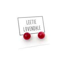 Load image into Gallery viewer, Ruby Red Moonglow Lucite Ball Stud Earrings