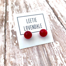 Load image into Gallery viewer, Ruby Red Moonglow Lucite Ball Stud Earrings