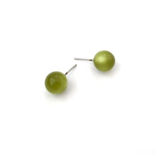 Load image into Gallery viewer, Olive Green Moonglow Lucite Ball Stud Earrings