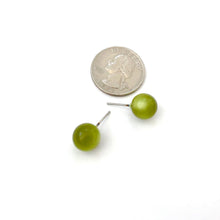 Load image into Gallery viewer, Olive Green Moonglow Lucite Ball Stud Earrings