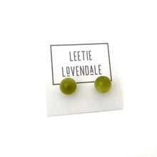 Load image into Gallery viewer, Olive Green Moonglow Lucite Ball Stud Earrings