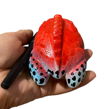 Load image into Gallery viewer, 3" Wooden Musical Frog - Red Dart Design (Percussion Instrument)