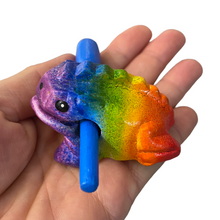 Load image into Gallery viewer, 1.5" Wooden Musical Frog - Rainbow Design (Percussion Instrument)