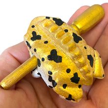 Load image into Gallery viewer, 1.5" Extra Small Painted Golden Wooden Musical Frog Percussion Instrument