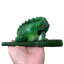 Load image into Gallery viewer, 4" Wooden Musical Frog - Green Tree Design (Percussion Instrument)