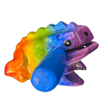 Load image into Gallery viewer, 1.5" Wooden Musical Frog - Rainbow Design (Percussion Instrument)