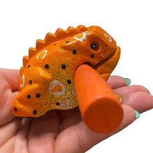Load image into Gallery viewer, 2" Wooden Musical Frog - Pumpkin Design (Percussion Instrument)
