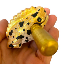 Load image into Gallery viewer, 1.5" Extra Small Painted Golden Wooden Musical Frog Percussion Instrument