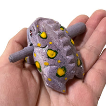 Load image into Gallery viewer, 1.5" Wooden Musical Frog - Lavender Design (Percussion Instrument)