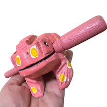 Load image into Gallery viewer, 3" Wooden Musical Frog - Peach Design (Percussion Instrument)