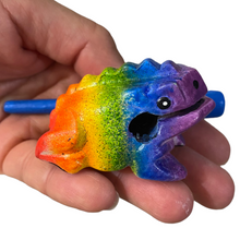 Load image into Gallery viewer, 1.5" Wooden Musical Frog - Rainbow Design (Percussion Instrument)