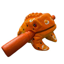 Load image into Gallery viewer, 2" Wooden Musical Frog - Pumpkin Design (Percussion Instrument)