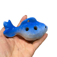 Load image into Gallery viewer, Ceramic Goldfish Ocarina Ocean blue