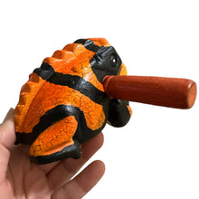 Load image into Gallery viewer, 4" Wooden Musical Frog - Orange Dart Design (Percussion Instrument)