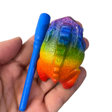 Load image into Gallery viewer, 1.5" Wooden Musical Frog - Rainbow Design (Percussion Instrument)