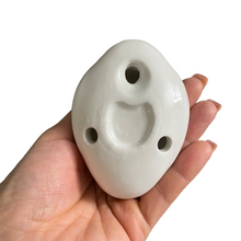 Load image into Gallery viewer, Ceramic Duck Ocarina White with spots