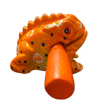 Load image into Gallery viewer, 2" Wooden Musical Frog - Pumpkin Design (Percussion Instrument)