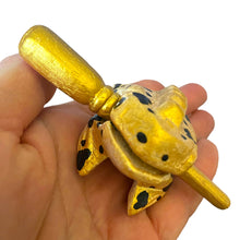Load image into Gallery viewer, 1.5" Extra Small Painted Golden Wooden Musical Frog Percussion Instrument