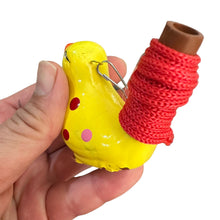 Load image into Gallery viewer, Clay Water Whistle Bird (Yellow with Dots)