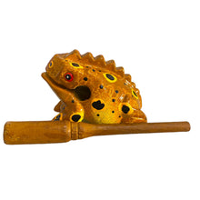 Load image into Gallery viewer, 3" Wooden Musical Frog - Cinamon Design (Percussion Instrument)