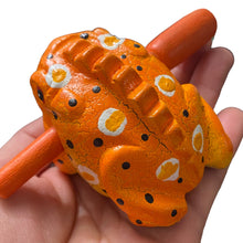 Load image into Gallery viewer, 2" Wooden Musical Frog - Pumpkin Design (Percussion Instrument)