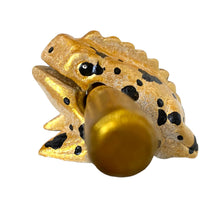 Load image into Gallery viewer, 1.5" Extra Small Painted Golden Wooden Musical Frog Percussion Instrument
