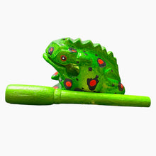 Load image into Gallery viewer, 3" Wooden Musical Frog - Fire Design (Percussion Instrument)