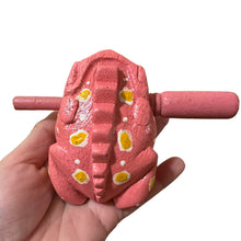 Load image into Gallery viewer, 3" Wooden Musical Frog - Peach Design (Percussion Instrument)