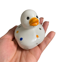 Load image into Gallery viewer, Ceramic Duck Ocarina White with spots