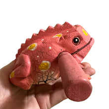 Load image into Gallery viewer, 4" Wooden Musical Frog - Peach Design (Percussion Instrument)
