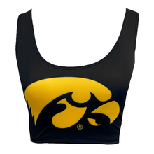 Load image into Gallery viewer, Iowa Hawkeyes Black Crop Tank Top