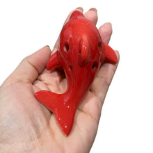 Load image into Gallery viewer, Happy Ceramic Dolphin Ocarina Red