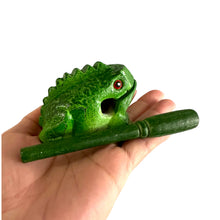 Load image into Gallery viewer, 2" Wooden Musical Frog - Green Tree Design (Percussion Instrument)