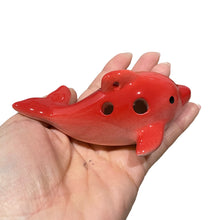 Load image into Gallery viewer, Happy Ceramic Dolphin Ocarina Red