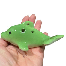 Load image into Gallery viewer, Happy Ceramic Dolphin Ocarina Green