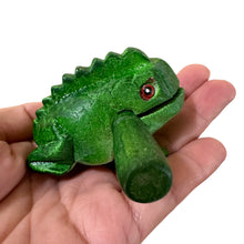 Load image into Gallery viewer, 1.5" Wooden Musical Frog - Green Tree Design (Percussion Instrument)