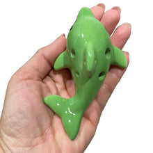 Load image into Gallery viewer, Happy Ceramic Dolphin Ocarina Green
