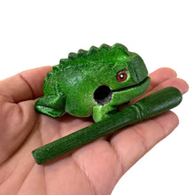 Load image into Gallery viewer, 1.5" Wooden Musical Frog - Green Tree Design (Percussion Instrument)