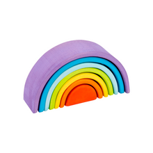 Load image into Gallery viewer, 7 Pcs STAINED Mini Wooden Rainbow Stacker in Stained Purple Sunset Color